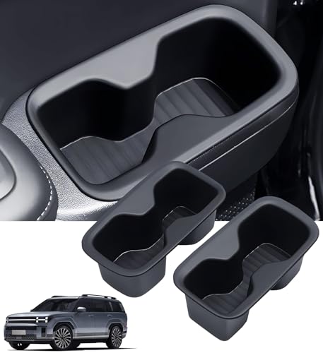 KATORN 2PCS Rear Door Side Cup Holder Insert for Hyundai Santa Fe 67 Seat 2026 2025 2024 Interior Accessories TPE Cup Holder for Hyundai Santa Fe 20242026 Black